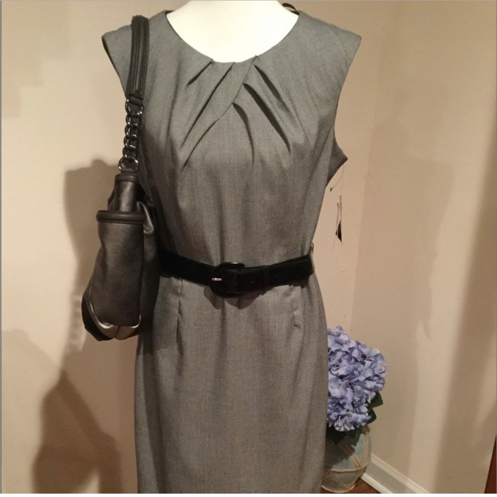 Studio I Sleeveless Black/White Houndstooth Dress